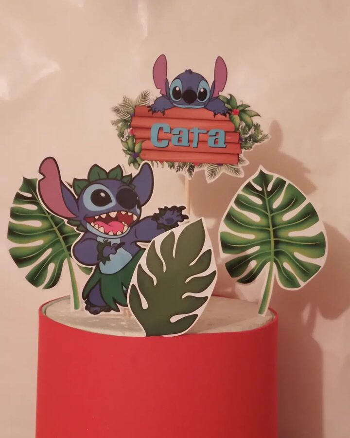Topper de cumpleaños temático de Stitch